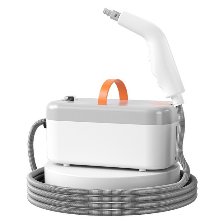 Aparat de curatat cu abur, 1200 W, 3 bari, rezervor de 1200 ml, abur de inalta presiune, indeparteaza petele si mirosurile neplacute, furtun de extensie de 2 metri, portabil, alb