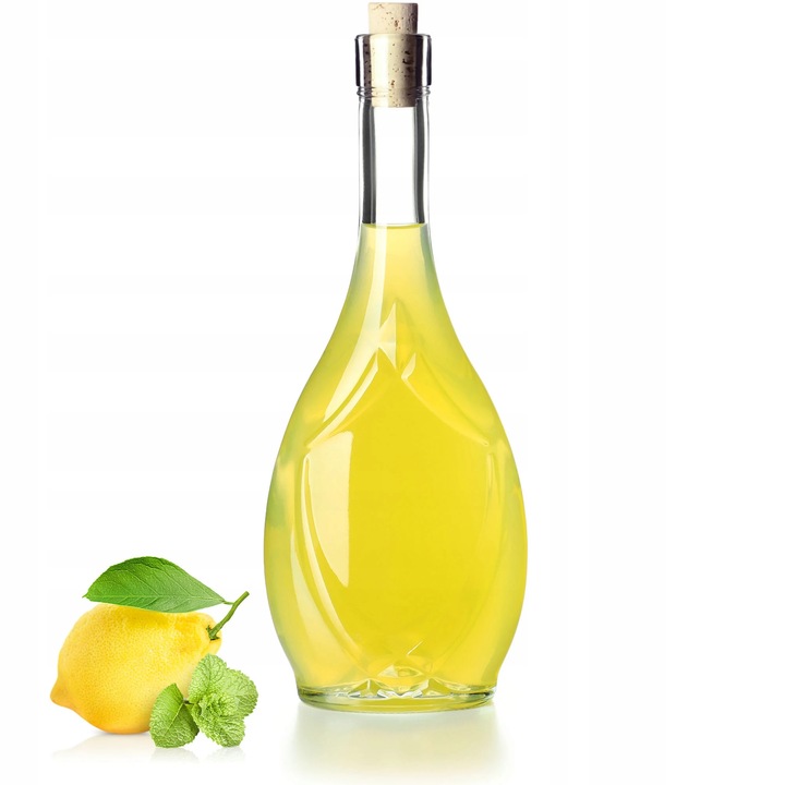 Üvegpalack, 500 ml, átlátszó, parafadugóval, borhoz és olívaolajhoz
