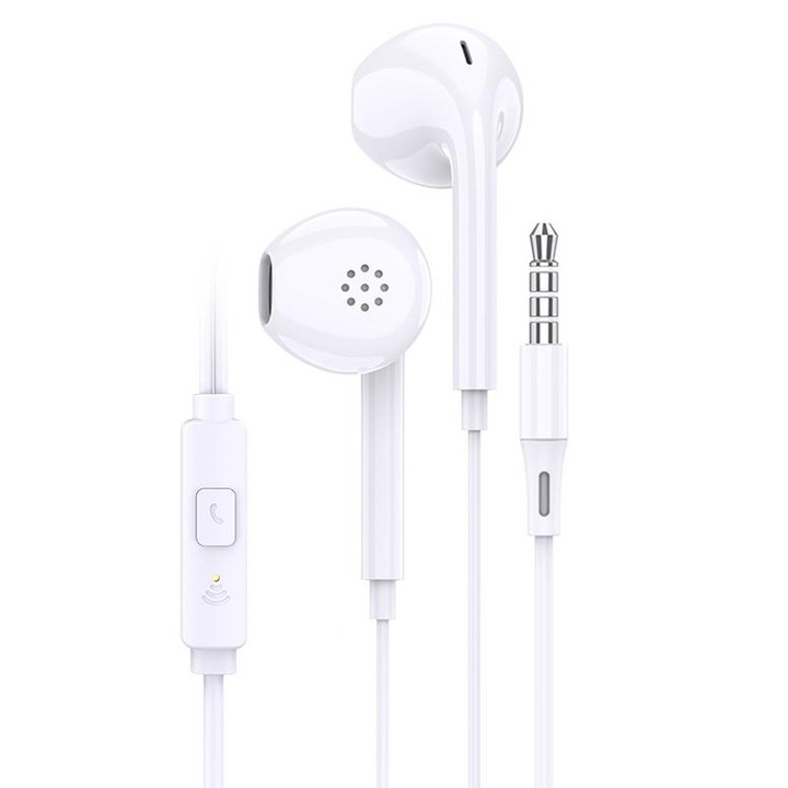 Casti Audio In-Ear Kaku KSC-848, 3.5mm, Microfon si buton volum, Alb, 1.2m
