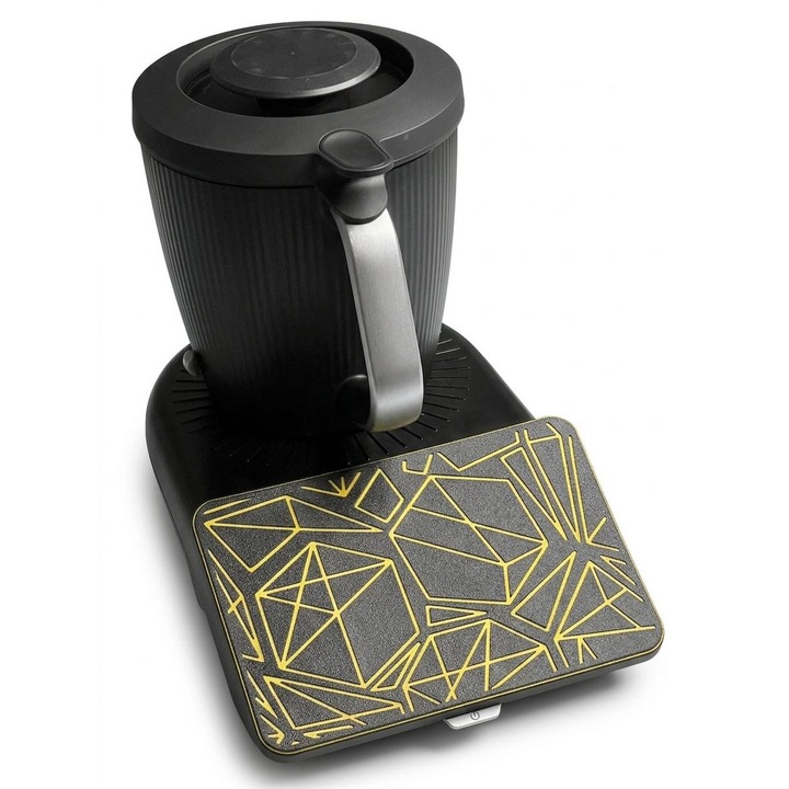 Protectie ecran compatibila Thermomix TM7, anti-zgarieturi, Design Abstract, Negru si Galben