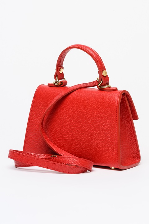 Antonia Moretti, Geanta crossbody din piele cu clapa si bareta detasabila, Rosu