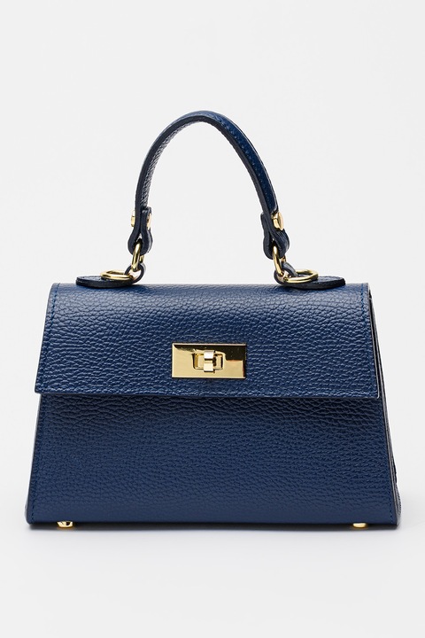 Antonia Moretti, Geanta crossbody din piele cu clapa si bareta detasabila, Bleumarin