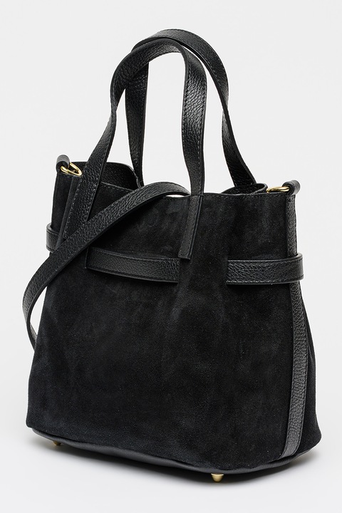 Chiara Canotti, Geanta tote din piele intoarsa cu accesoriu detasabil, Negru