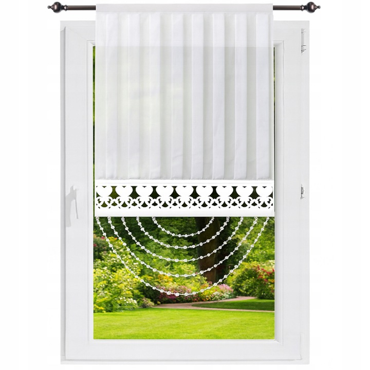 Panou Decorativ pentru Fereastră, Now-Art, Alb, 120x60cm, Poliester, Semi-Transparent, Cu Tija de Întărire