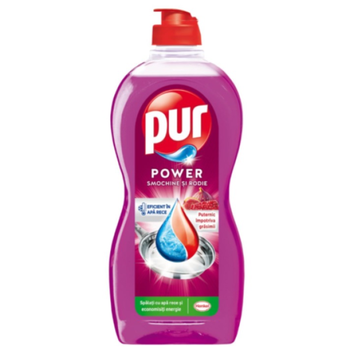 Detergent de vase lichid Pur, 450ml, smochine și rodie