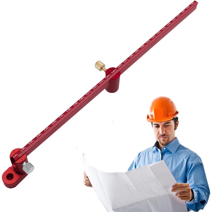 Compasa de tamplar, ecartament de trasare la 360°, instrument de marcare din aliaj de aluminiu de 11, 89 in, rigla cu arc reglabila, instrument de marcare portabil pentru prelucrarea lemnului