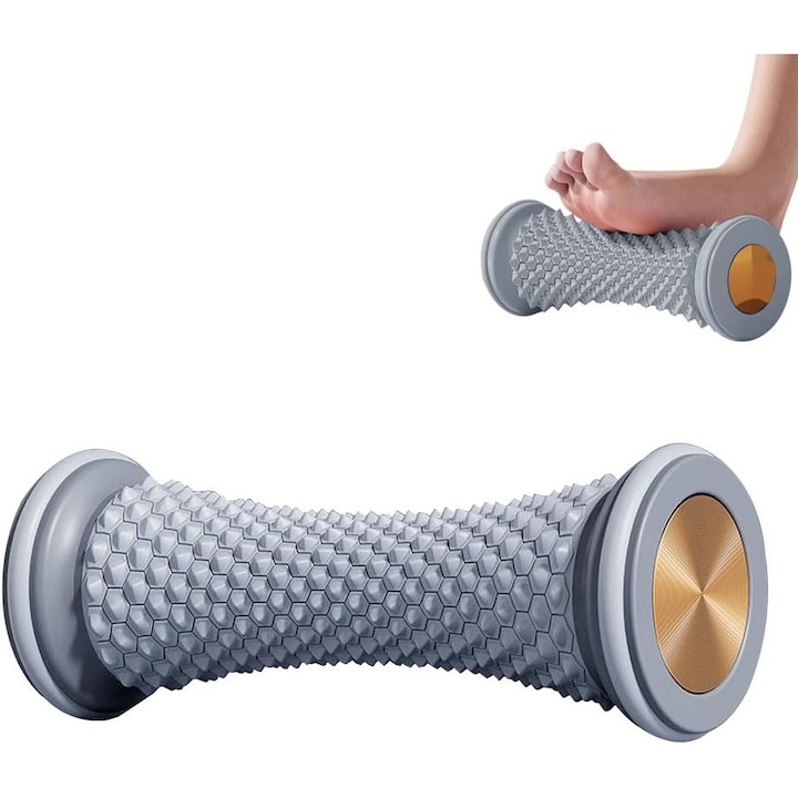 Rola de masaj pentru picioare pentru relaxare a arcadei si fasciei, masaj pentru picioare din silicon, rola musculara, dispozitiv de reflexoterapie (gri)