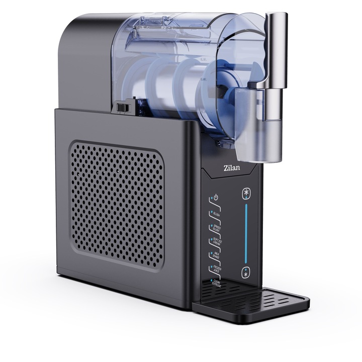 Машина за ледени десерти сорбе Zilan ZLN4819, 200W, 2 л, 5 автоматични програми, Контрол на консистенцията, Самопочистване, LED, Черен
