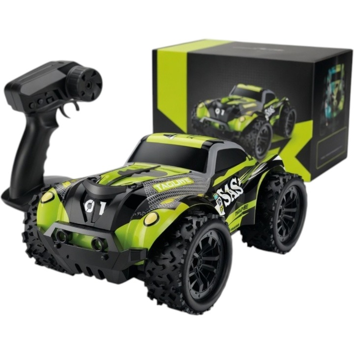 RC Terepjáró 4x4 Távirányítós Autó 2.4GHz és Telefonos Applikáció Vezérléssel, Nagy Felfüggesztésű és Verseny Dizájnú Autó, Gyors Jármű Stabil Vezeték Nélküli Vezérléssel, Interaktív Autó Beltéri és Kültéri Játékhoz Gyermekeknek 3+ Éves Kortól, Zöld