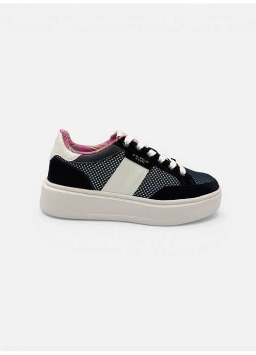 Sneakers U.S. Polo Assn. Fémhatású Perforációkkal és Színes Belsővel, Sötétkék