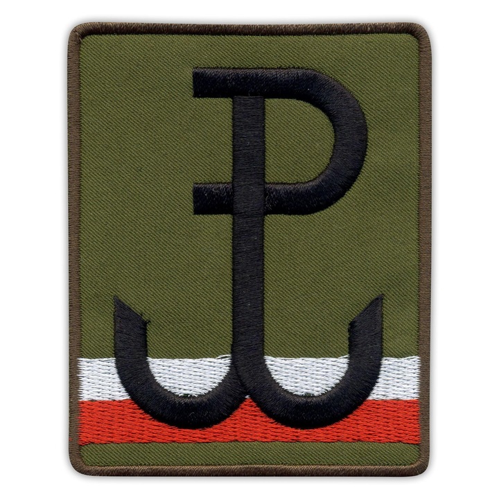 Petic brodat Fighting Poland Anchor cu steagul Poloniei, multicolor, 7x7cm, set 1 bucata