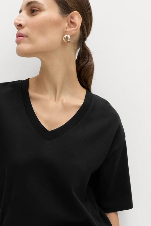 Marks & Spencer, Tricou cu decolteu in V si maneci cazute, Negru