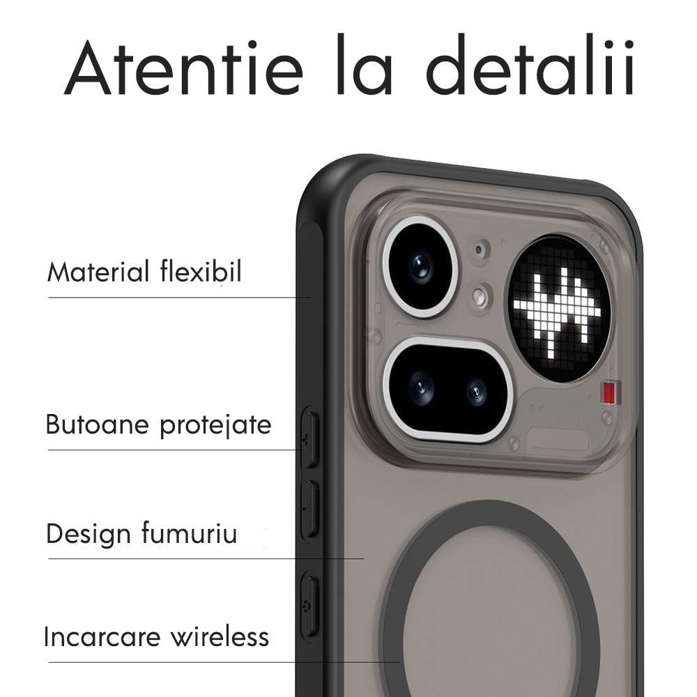 Husa pentru Nothing Phone (4a) Pro Daden® HaloFrost, MagSafe, Antisoc, Calitate Premium, Negru