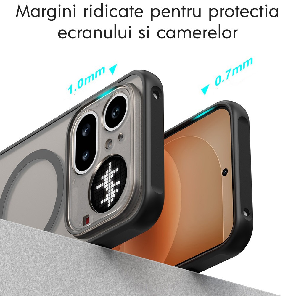 Husa pentru Nothing Phone (4a) Pro Daden® HaloFrost, MagSafe, Antisoc, Calitate Premium, Negru