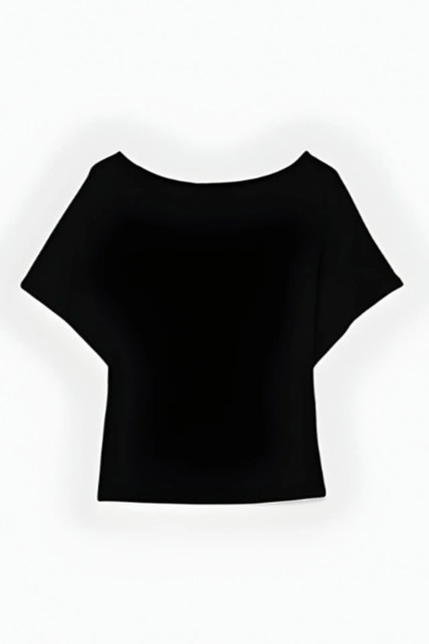 Tricouri dama, HiCCUP, tricou cu decolteu barca, croiala lejera, negru, poliester-elastan