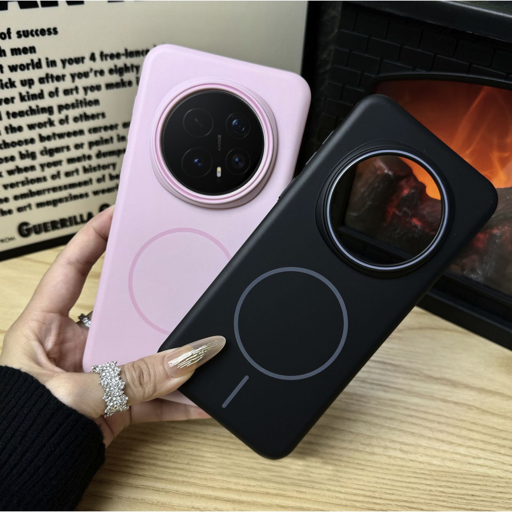 Husa pentru Honor Magic8 Pro, MagSafe, PC cu finisaj catifelat, margini suprainaltate pentru camera, rezistenta la caderi, negru