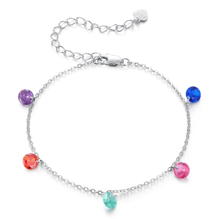 Bratara argint cu Zirconia colorate, BeSpecial, 16+5 cm, 5 mm, multicolor
