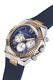 GUESS, Ceas cronograf cu bareta din silicon, Albastru inchis