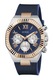 GUESS, Ceas cronograf cu bareta din silicon, Albastru inchis