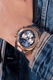 GUESS, Ceas cronograf cu bareta din silicon, Albastru inchis