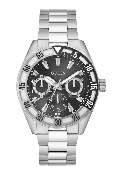 GUESS, Ceas din otel inoxidabil Letterman, Argintiu