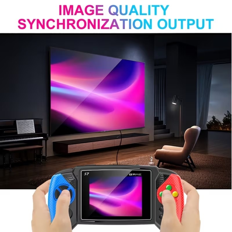Consola de jocuri retro S7 ecran 3.5 inch conexiune TV SkyTechs® 620 de jocuri baterie litiu reincarcabila 1020mAh alb