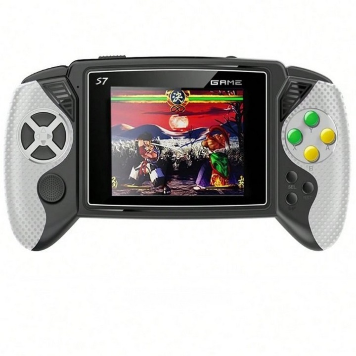 Consola de jocuri retro S7 ecran 3.5 inch conexiune TV SkyTechs® 620 de jocuri baterie litiu reincarcabila 1020mAh alb