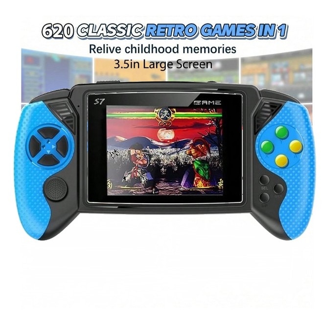 Consola de jocuri retro S7 conexiune TV ecran 3.5 inchSkyTechs® 620 de jocuri baterie litiu reincarcabila, 1020mAh albastru