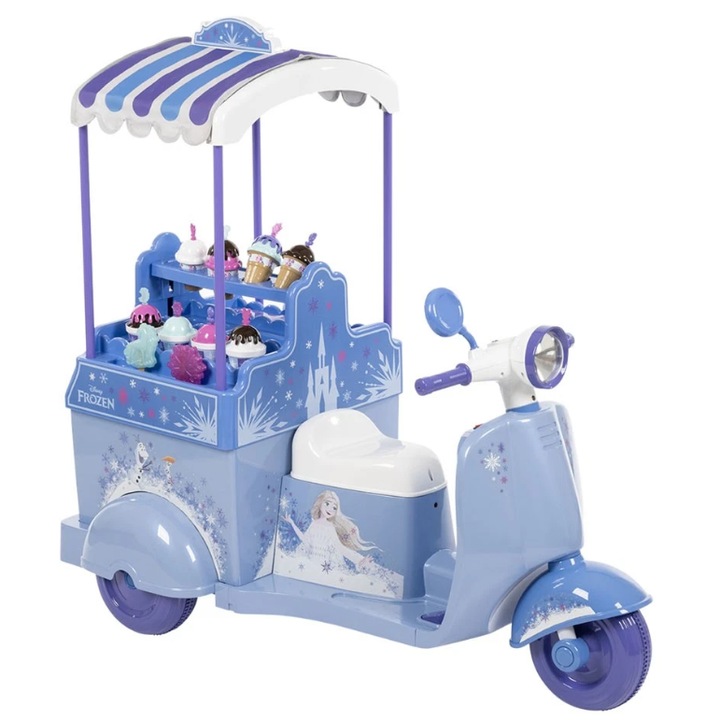 Kart electric pentru copii HUFFY Disney Frozen Ice Cream, viteza 4km/h, baterie 7.2V, 3 ani+, Albastru