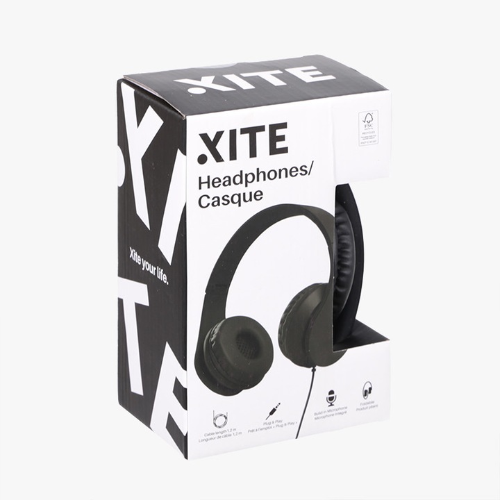 Casti Audio On Ear XITE DK 6000, Cu fir, Negru