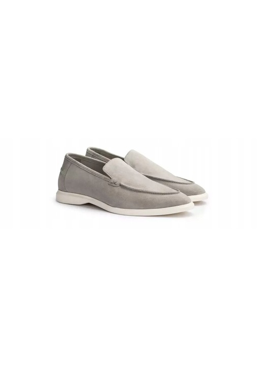 Lloyd, Mocasin barbati Stride Flex, piele intoarsa, gri deschis, marimea 44 EU