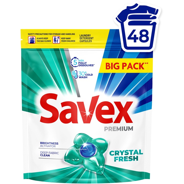 Savex Premium Caps Crystal Fresh mosókapszula, 48 mosás