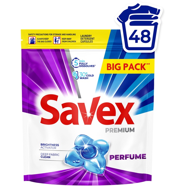 Savex Premium Caps illatosító mosószer kapszulák, 48 mosás