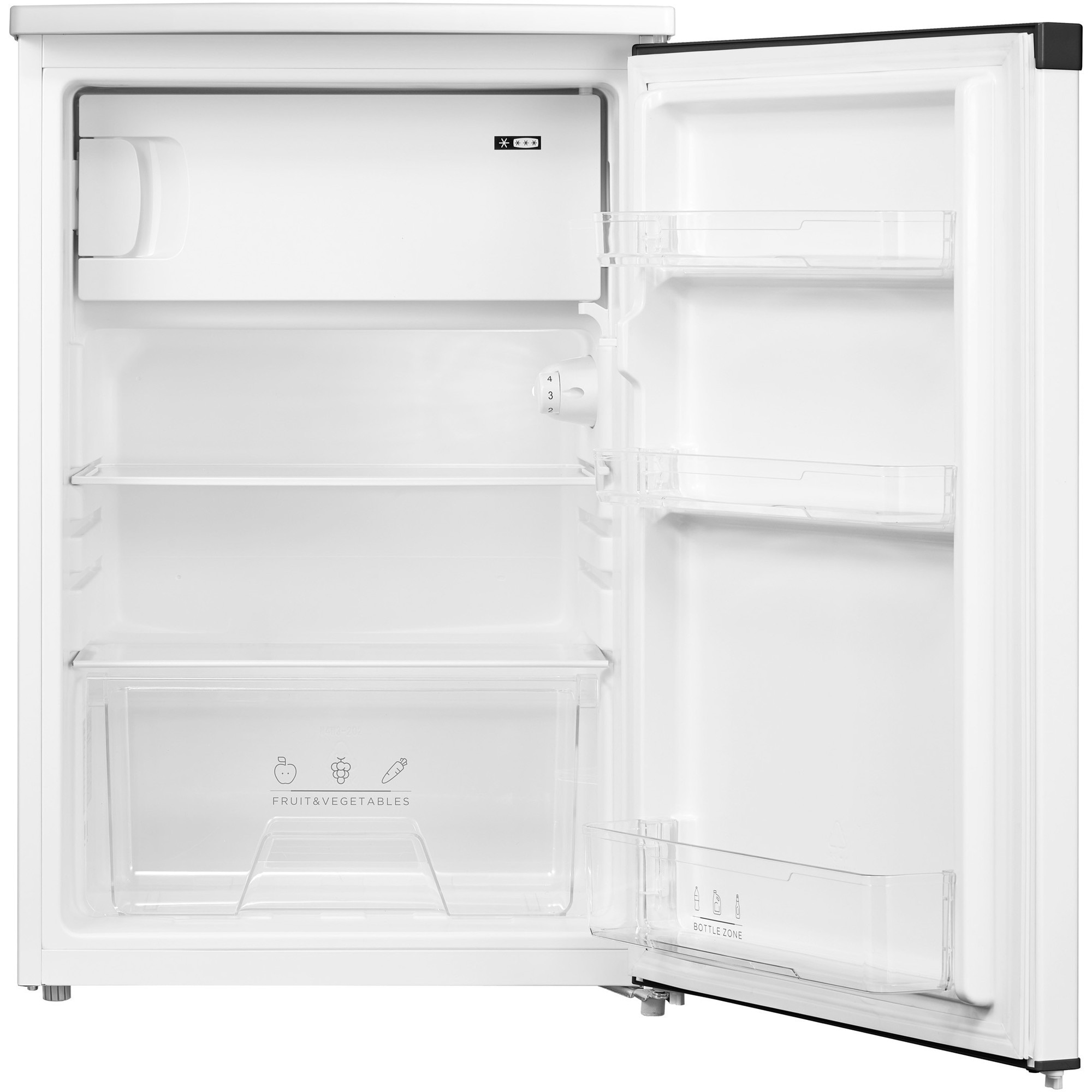 Frigider cu 1 usa HEINNER HF-M113E++, 113 l, Control mecanic, Clasa E, Lumina LED, Usa reversibila, H 84.5 cm Alb