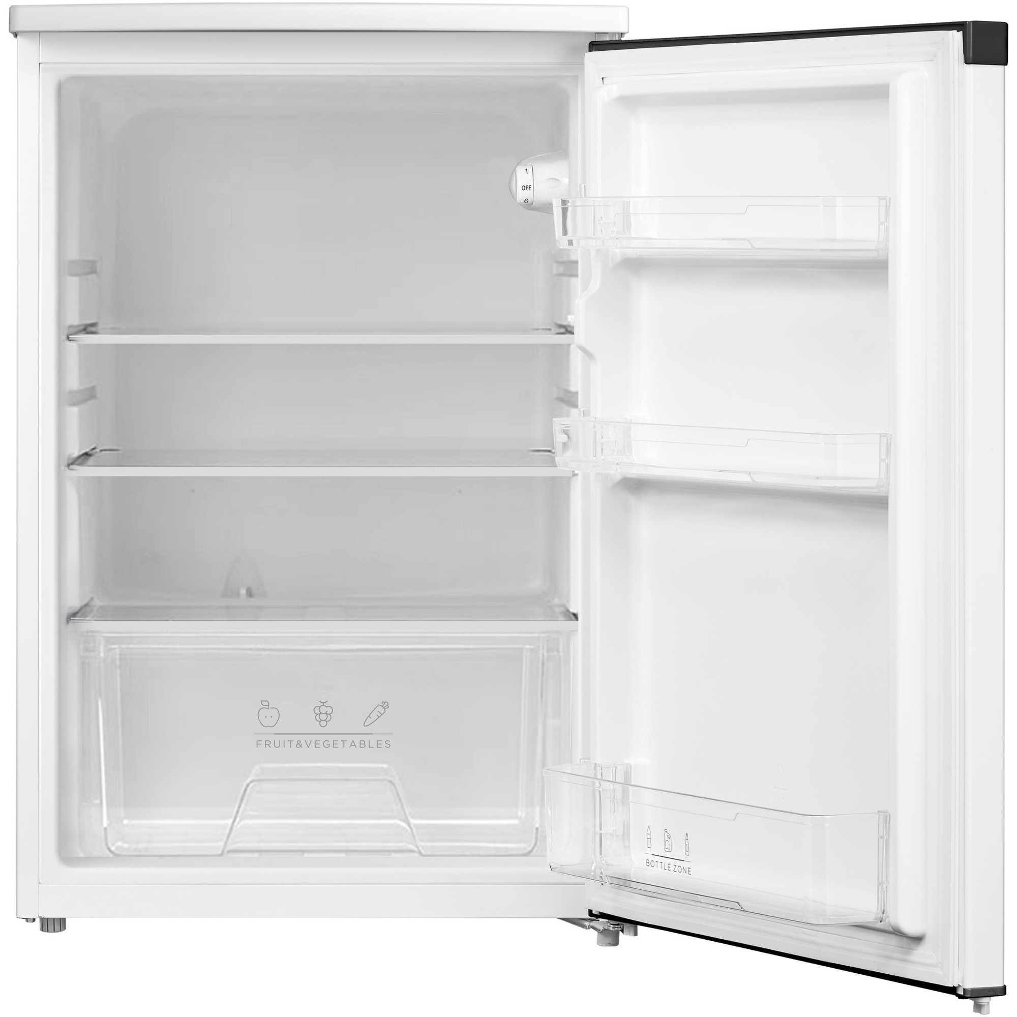 Frigider cu 1 usa HEINNER HF-M131E++, 131 l, Clasa E, Lumina LED, Usa reversibila, H 84.5 cm Alb