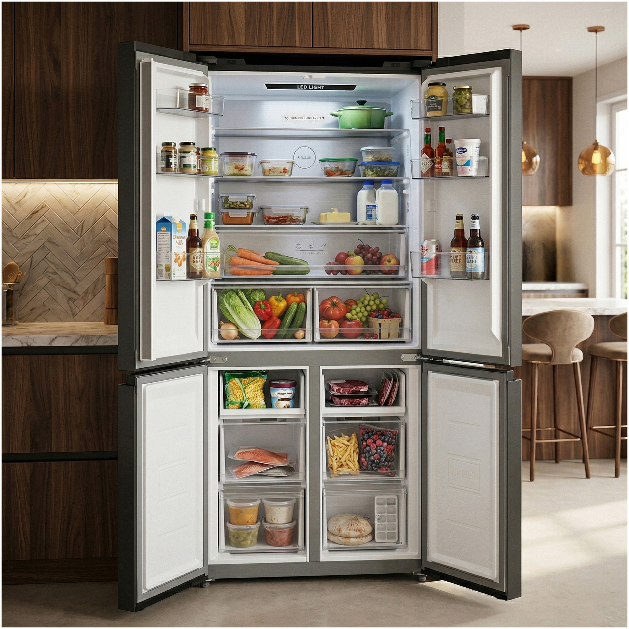 Side by side multidoor Heinner HSBS-M515MDINVHGBKE++, 515 l, Clasa