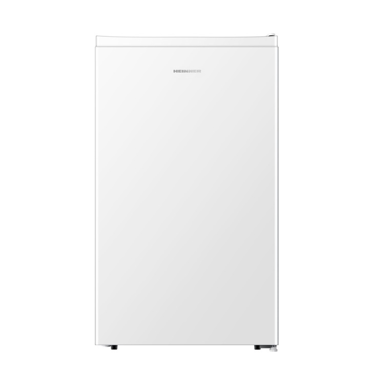Heiner HF-HS94E++ egyajtós hűtőszekrény, 94 l, E energiaosztály, Mechanikus vezérlés állítható termosztáttal, LED világítás, Üvegpolc, Gyümölcs- és zöldségtároló rekesz, M 84,2 cm, Fehér