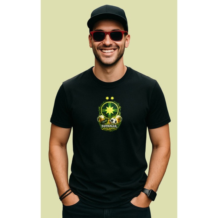 Tricou Fcsb E Viata Mea Minge Fotbal V4, Barbat, 100% bumbac, Cri-Flo, Culoarea Negru, Marime M