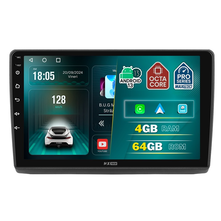 Navigatie Renault Trafic II / Opel Vivaro A / Nissan Primastar (2001–2014) dedicata, MaxTech® PRO SERIES, 4 GB Ram 64 GB Rom OctaCore, Carplay & Android auto, Ecran 10 ” HD Touch, GPS, Bluetooth