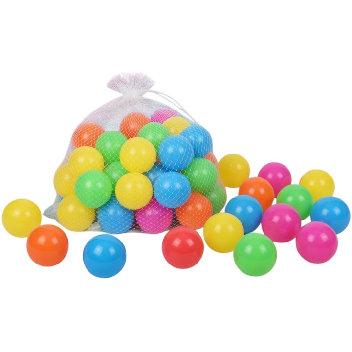 Set 50 Bile Colorate Pentru Copii 5.5 cm, Bile Plastic Pentru Piscina Cu Bile Si Loc De Joaca, Bile Multicolore Pentru Corturi Si Spatii De Joaca, Jucarie Distractiva Pentru Interior Exterior Copii 3+ Ani, Multicolor