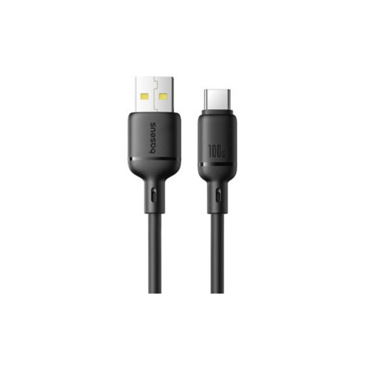 Cablu alimentare si date Baseus Silky, Fast Charging Data Cable pentru smartphone, USB la USB Type-C 100W, 1m, negru