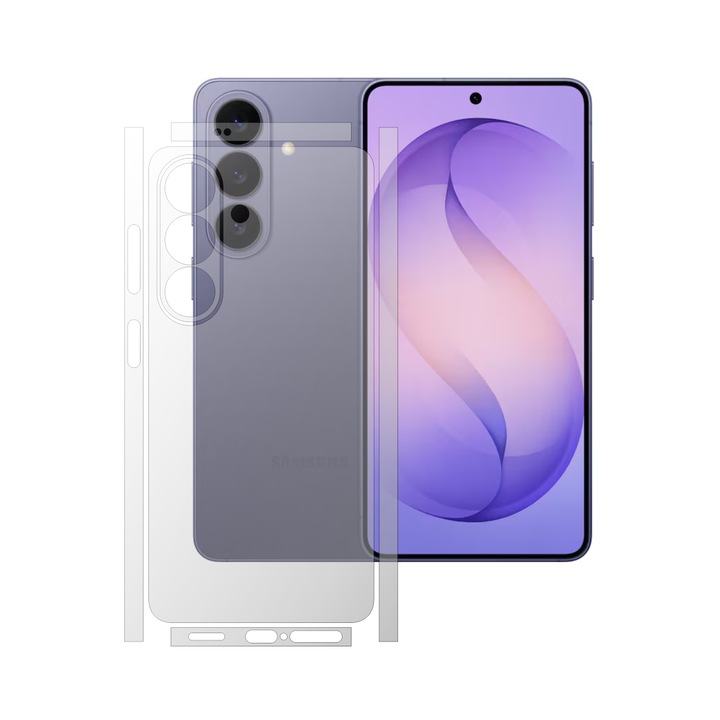 Folie Protectie Spate iSkinz Mata pentru Samsung Galaxy S26 - Split Cut, Siliconica pentru Spate si Laterale, Skin Adeziv Matte Anti-Amprenta Flexibil