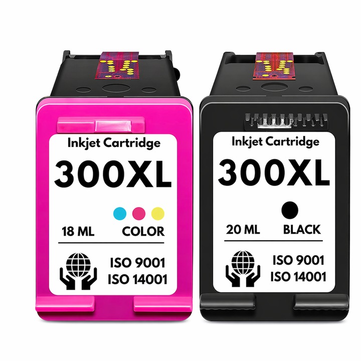 Set 2 Cartuse HQ-WB, Compatibile cu HP 300XLBK si HP 300XLC, HP D1600, HP D1660, HP D1663, HP D1658, D2530, D2560, D2600, D2660, D5500, D5560, D5568, F2400, F2492, F2488, F4210, F4224, F4230, F4238, F4272, F4280, F4780, F4492, C4610, C4680, C4688, C