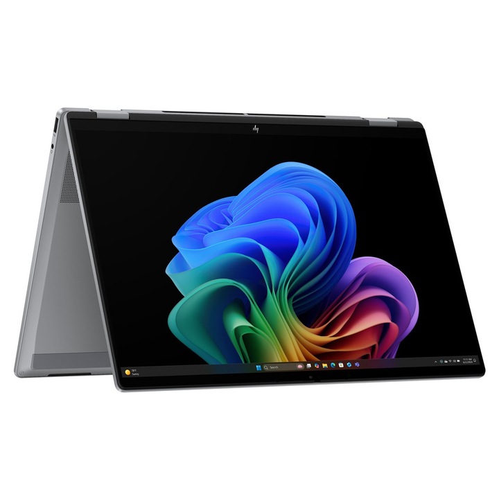 Laptop HP OmniBook X Flip, 16" 2K Touchscreen, AMD Ryzen™ AI 5 340 pana la 4.8 GHz, 16 GB RAM LPDDR5x 7500, 1 TB SSD, AMD Radeon Graphics, Windows 11 Home, Meteor Silver 1 TB