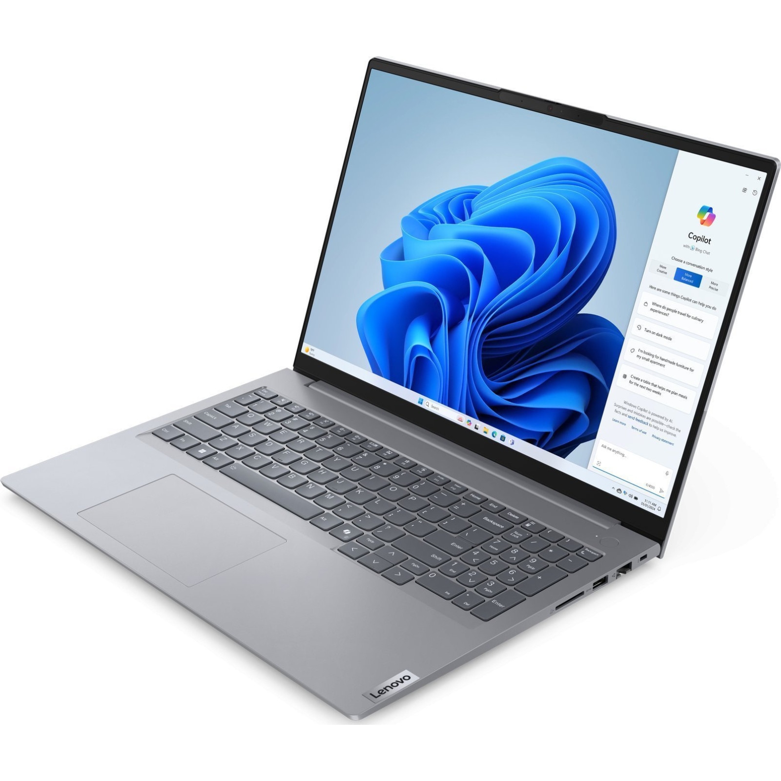 Laptop Lenovo ThinkBook 16 G7, 16" WUXGA, AMD Ryzen™ 7 7735HS pana la 4.75 GHz, 16 GB RAM DDR5 4800, 1 TB SSD, AMD Radeon, Windows 11 Pro, Arctic Grey 1 TB