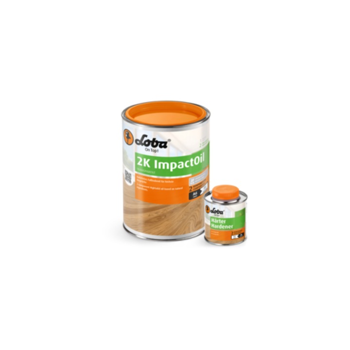 Ulei pentru pardoseli Loba 2K Impact Oil Transparent 2.5L, rezistent la apă și murdărie, anti-alunecare