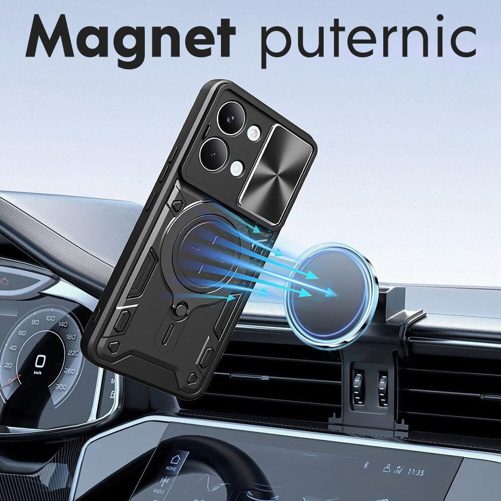 Husa pentru Xiaomi Poco X8 Pro, CamGuard Pro Kickstand, Slider Camera, Antisoc, Protectie Superioara, Negru
