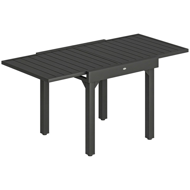 Masa extensibila pentru dining in aer liber, Outsunny, Aluminiu, Otel, 160 x 80 x 75 cm, Negru