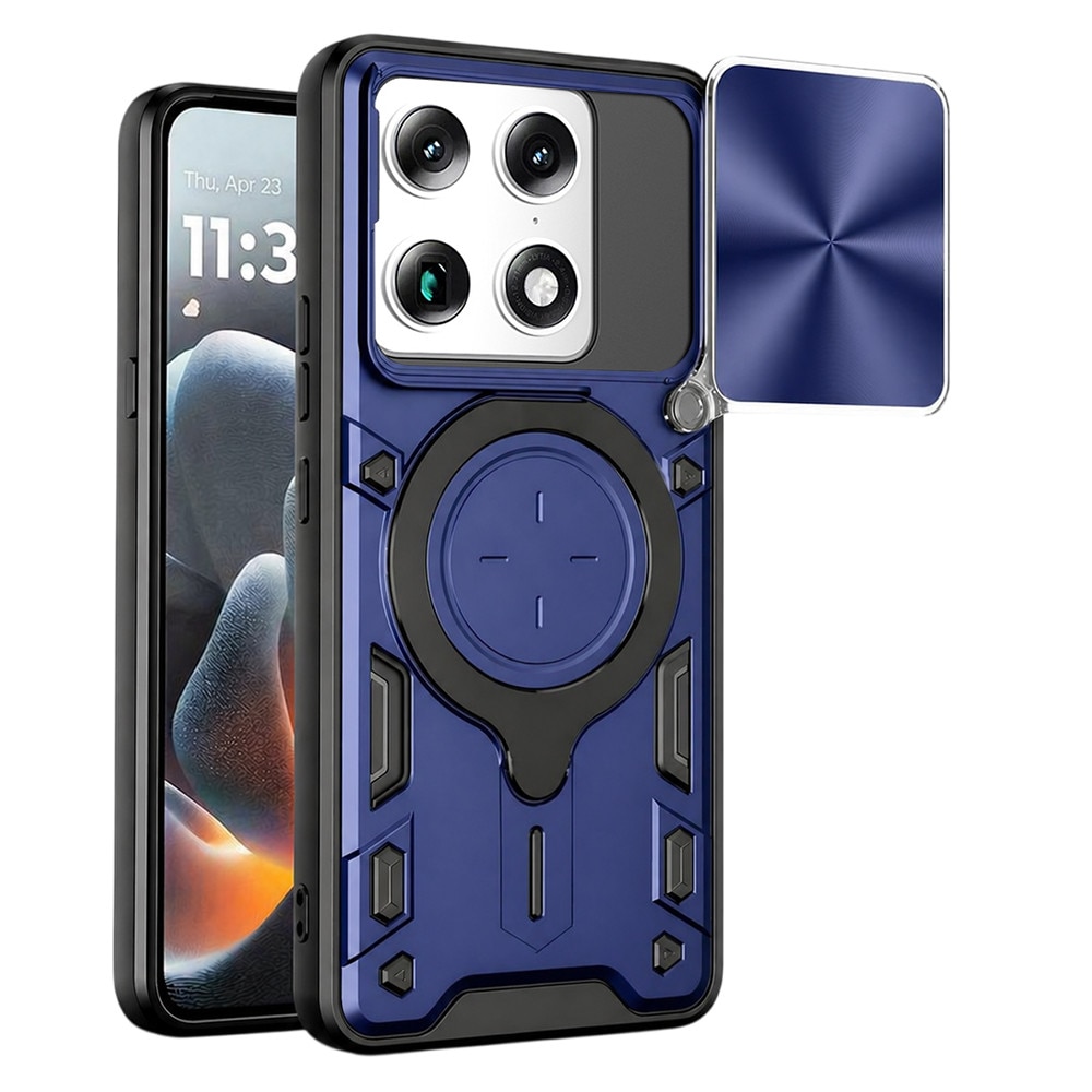 Husa pentru Motorola Signature cu protectie pentru camera si suport magnetic integrat Ring Shockproof, albastru