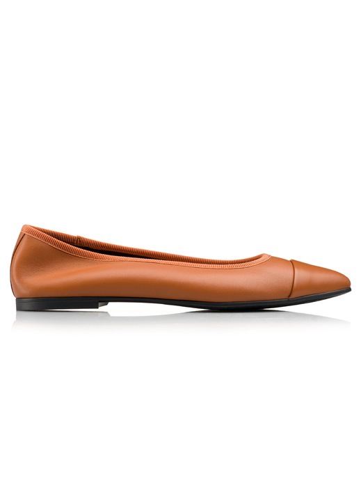 Balerini si Mocasini, Musette, EVELYN A10, Piele naturala, Caramiziu